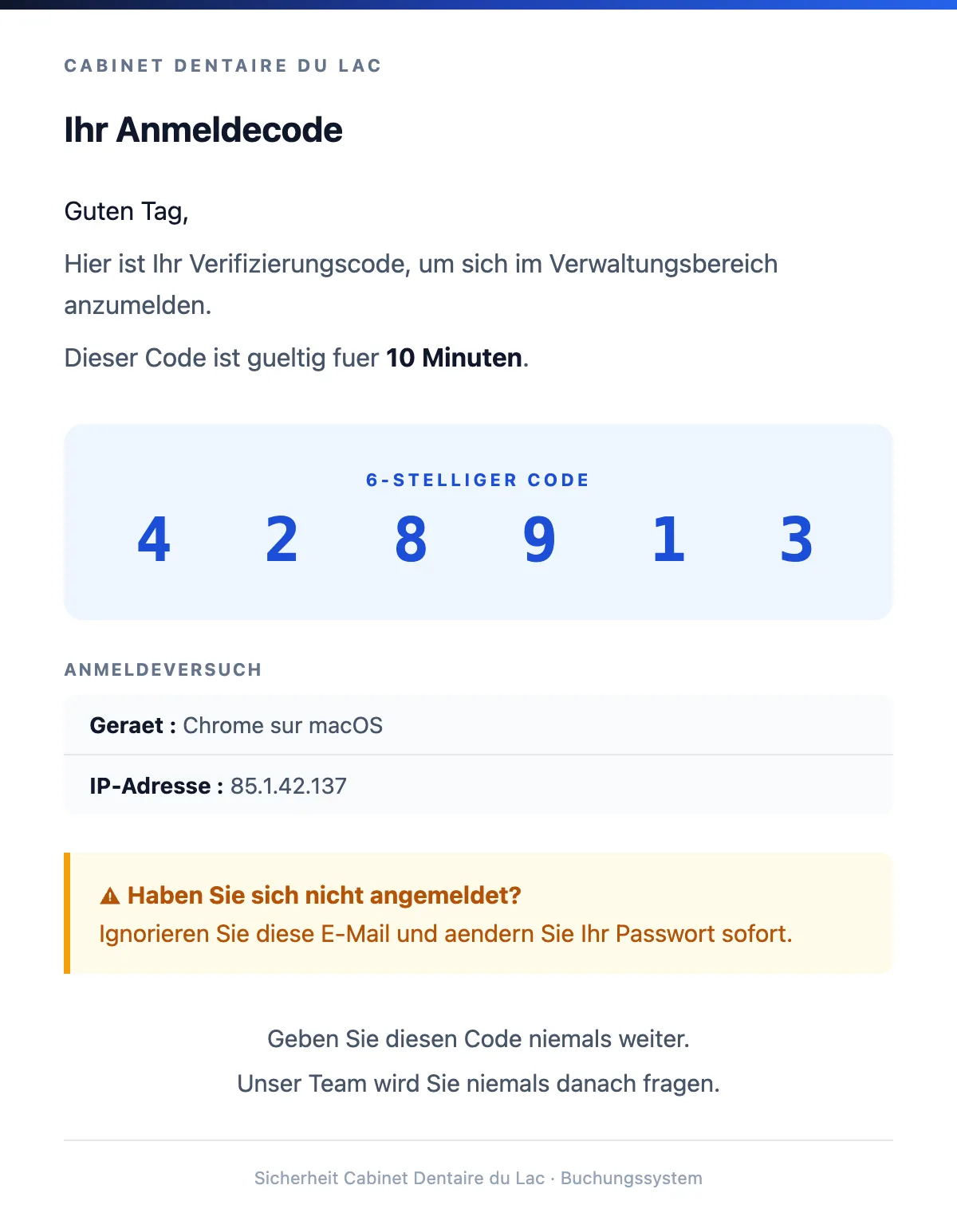 Sicherer Anmeldecode
