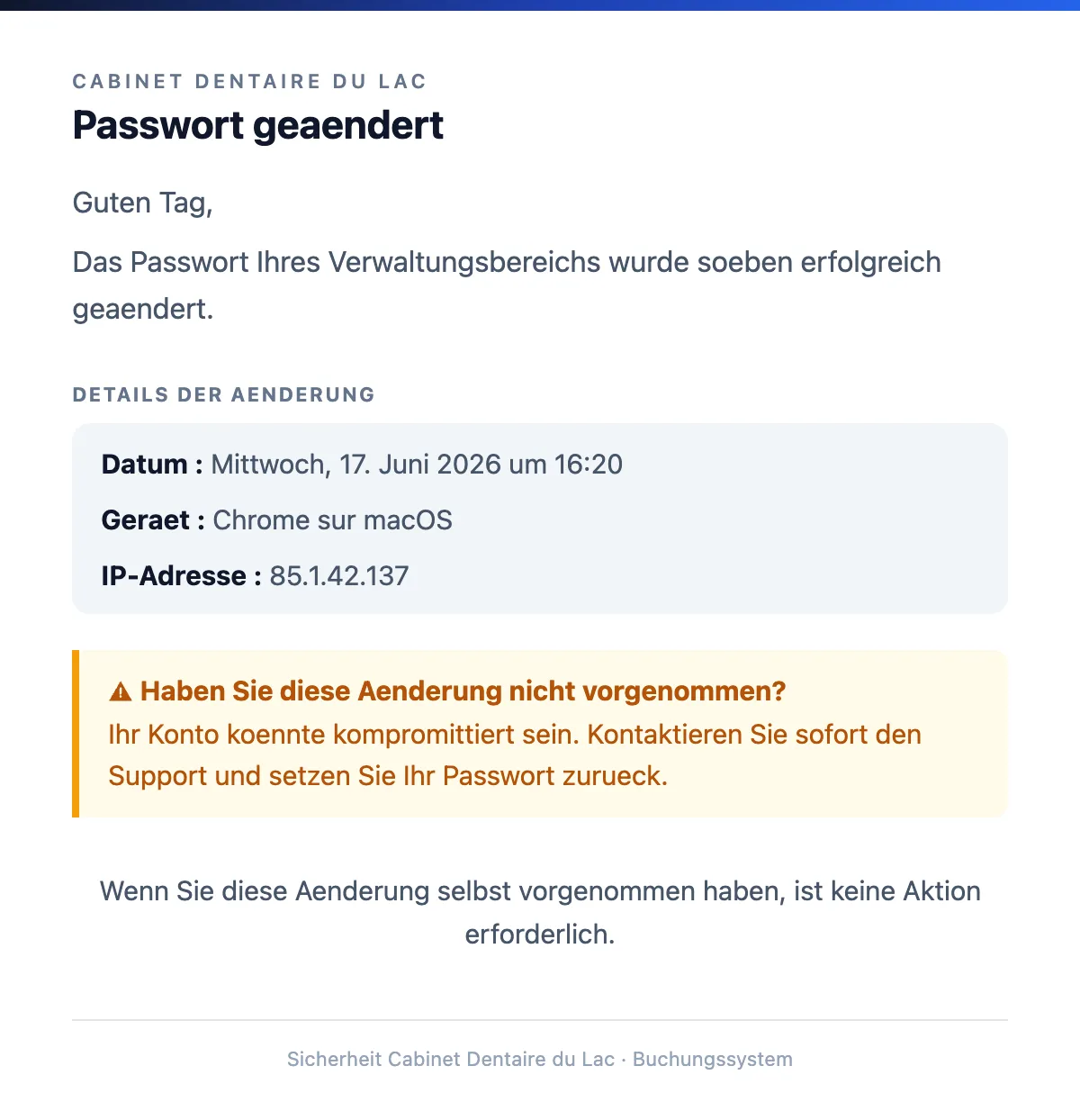 Passwort geändert