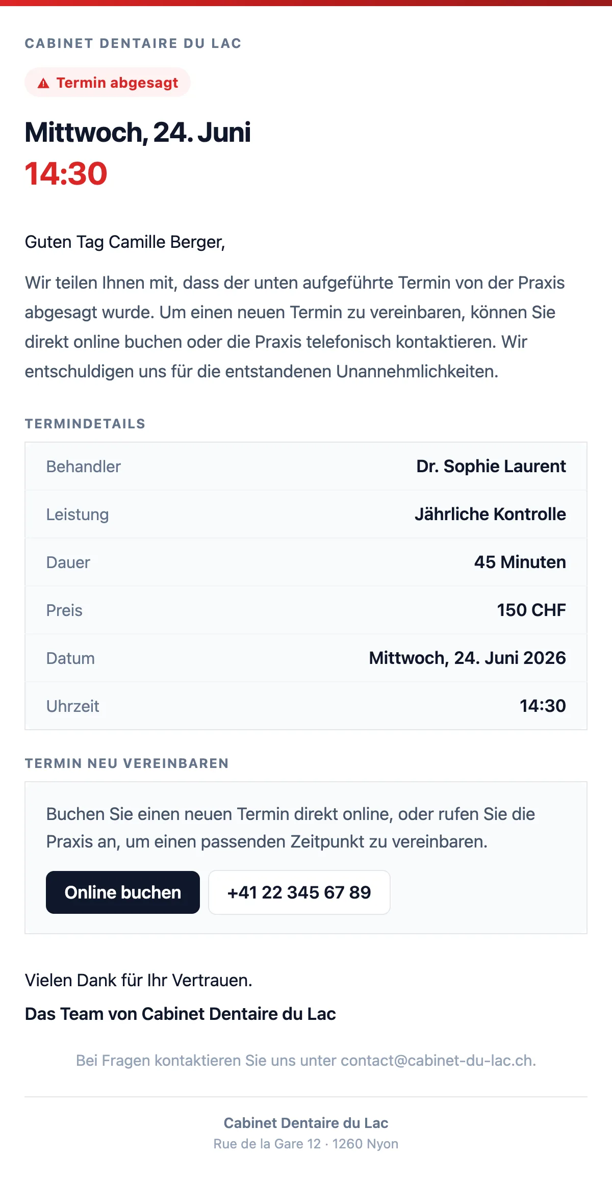 Termin abgesagt