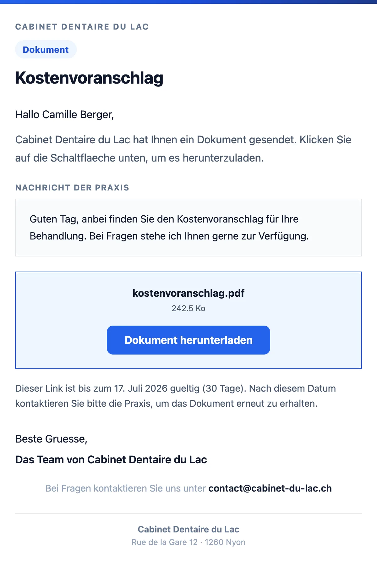 Dokument gesendet