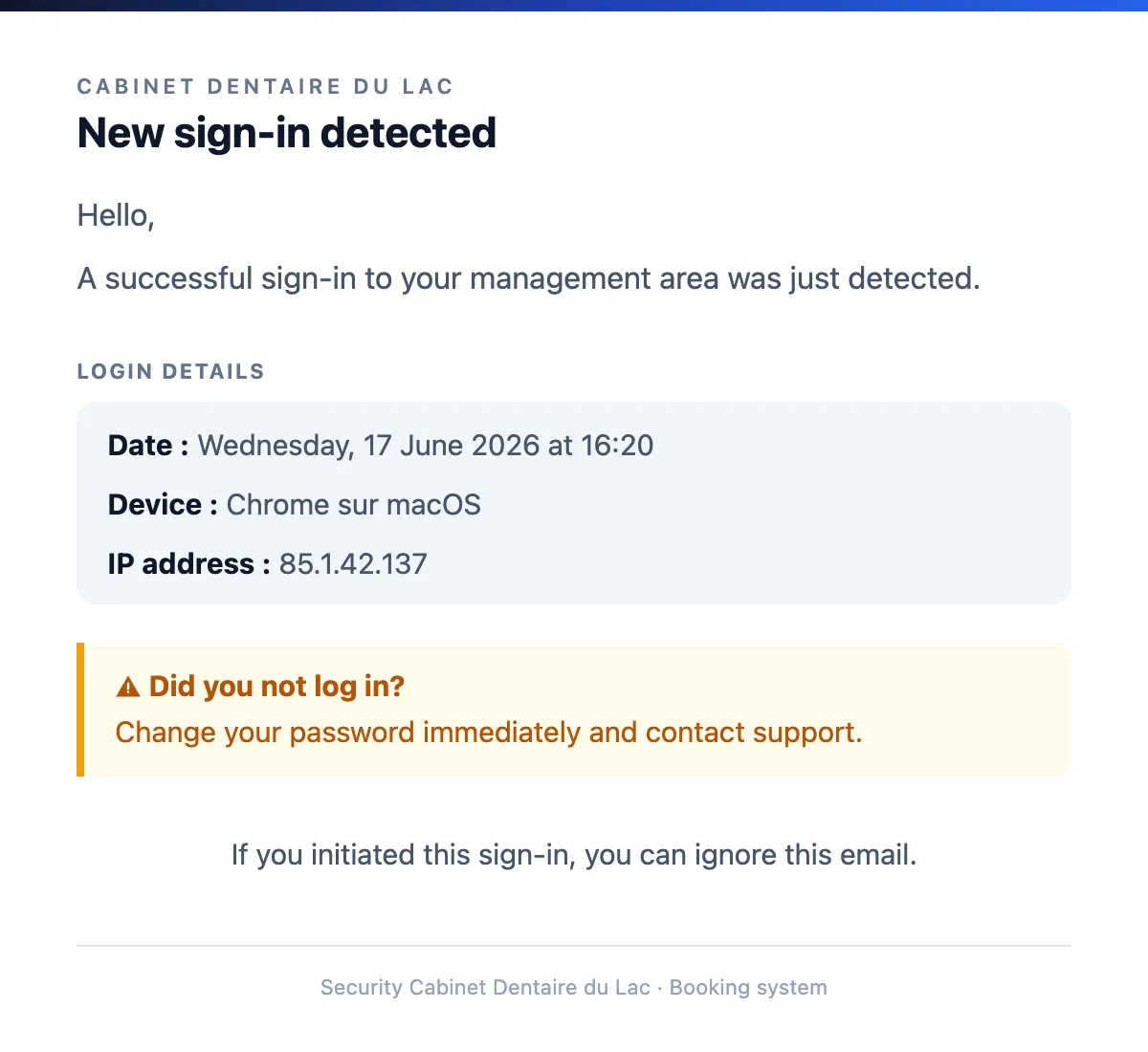 New login detected