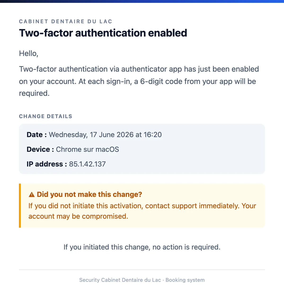 Two-factor authentication enabled
