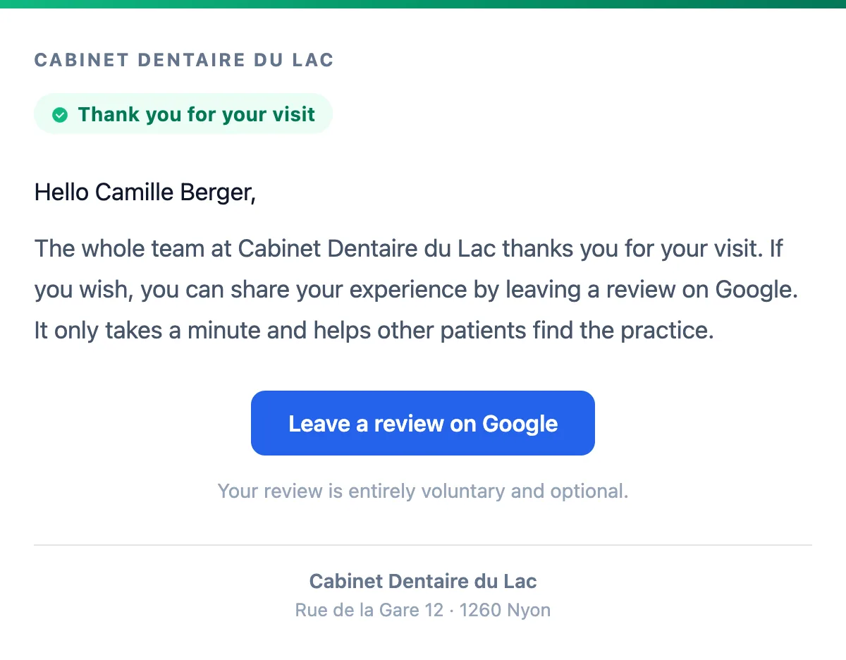 Invitation to leave a review