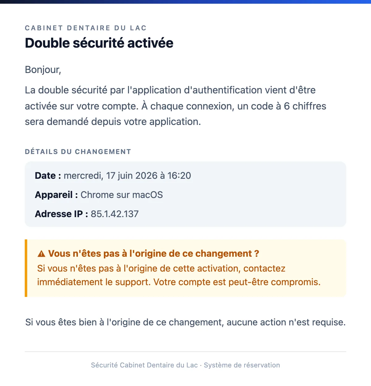 Double authentification activée