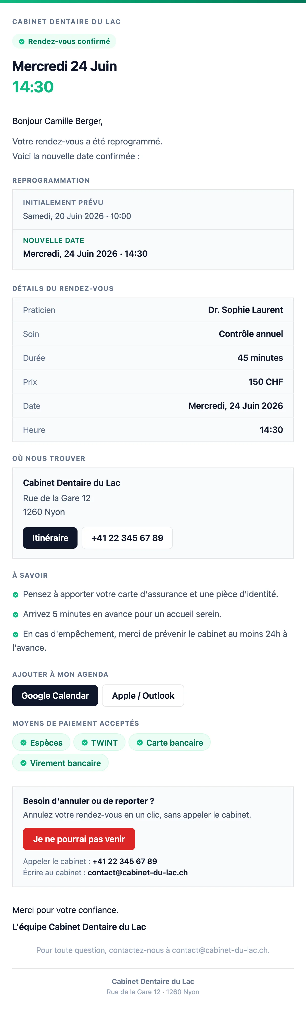 Rendez-vous reprogrammé