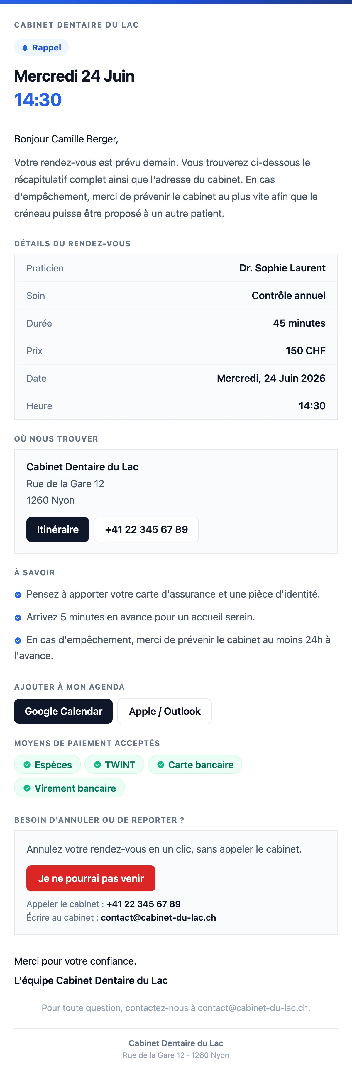 Rappel, la veille