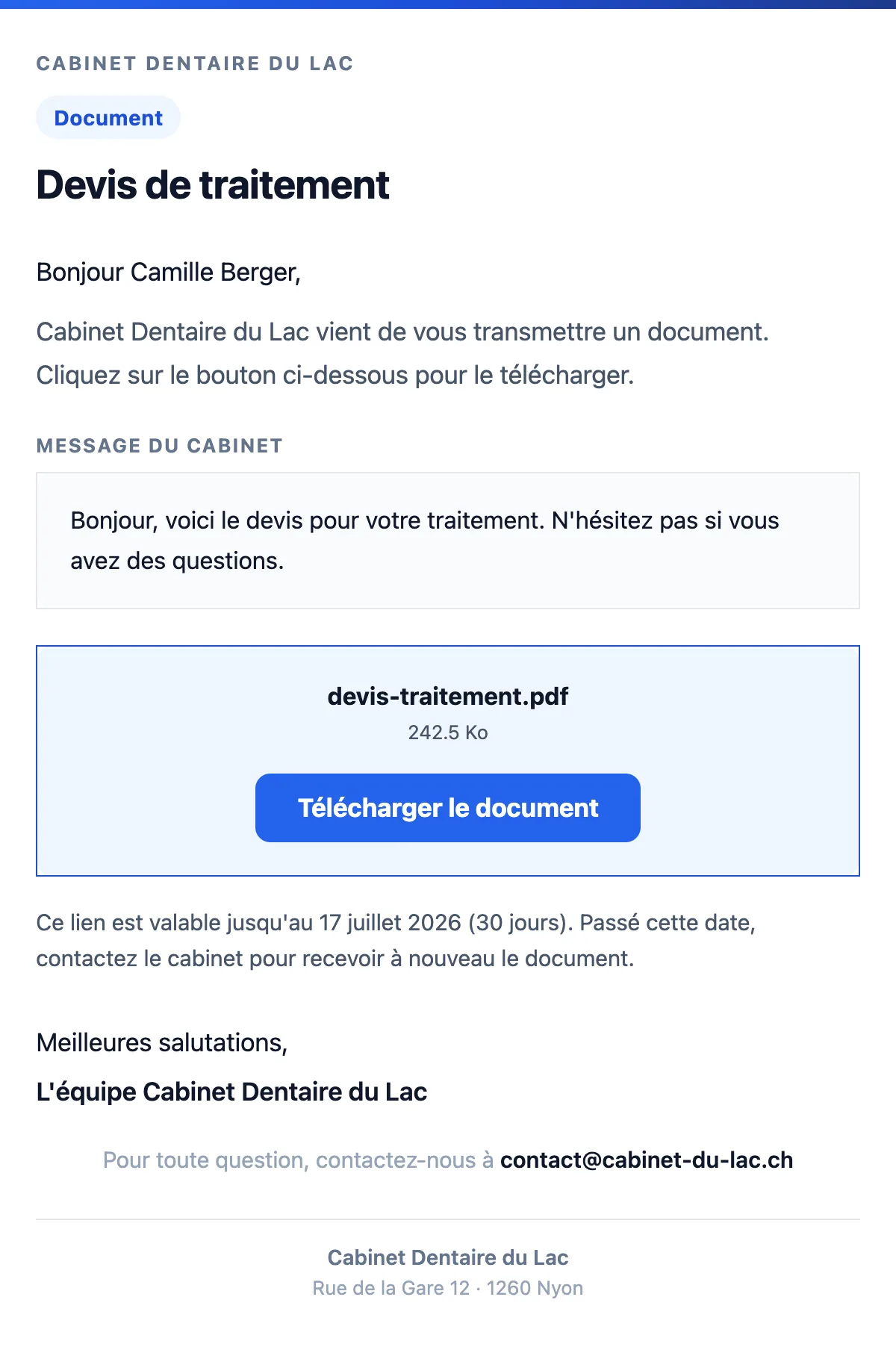 Envoi d'un document