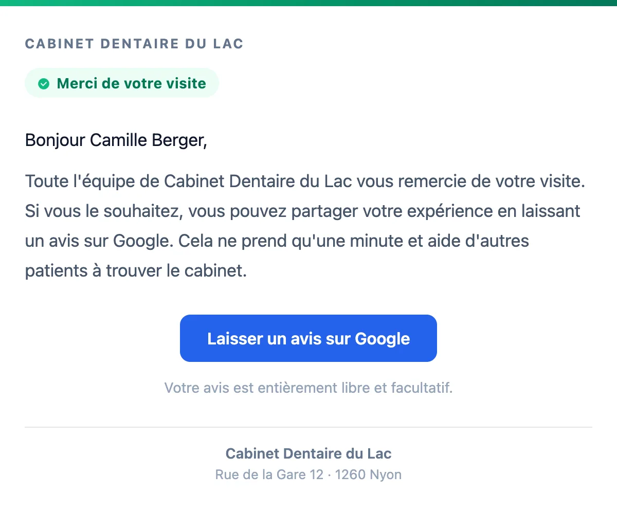 Invitation à laisser un avis