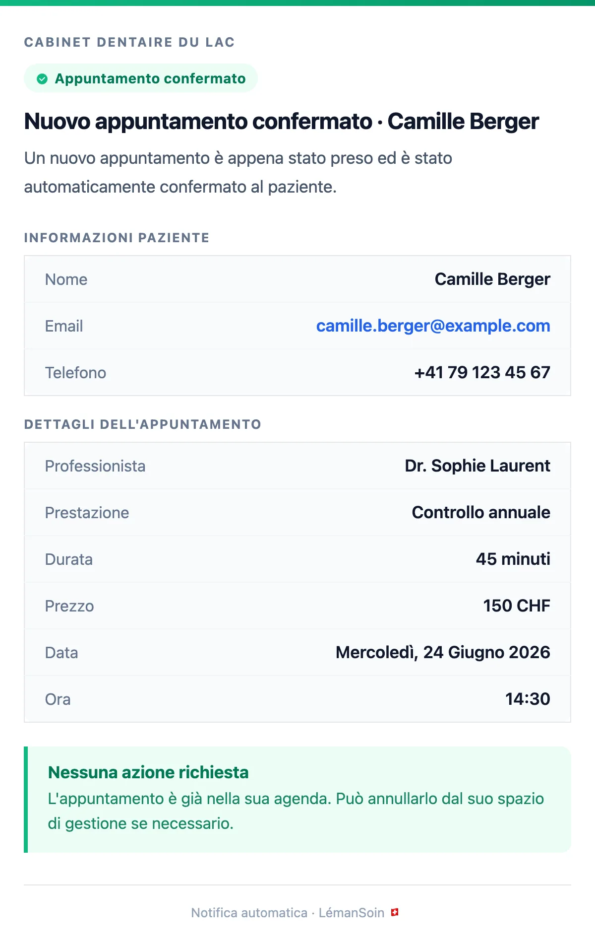 Nuovo appuntamento confermato