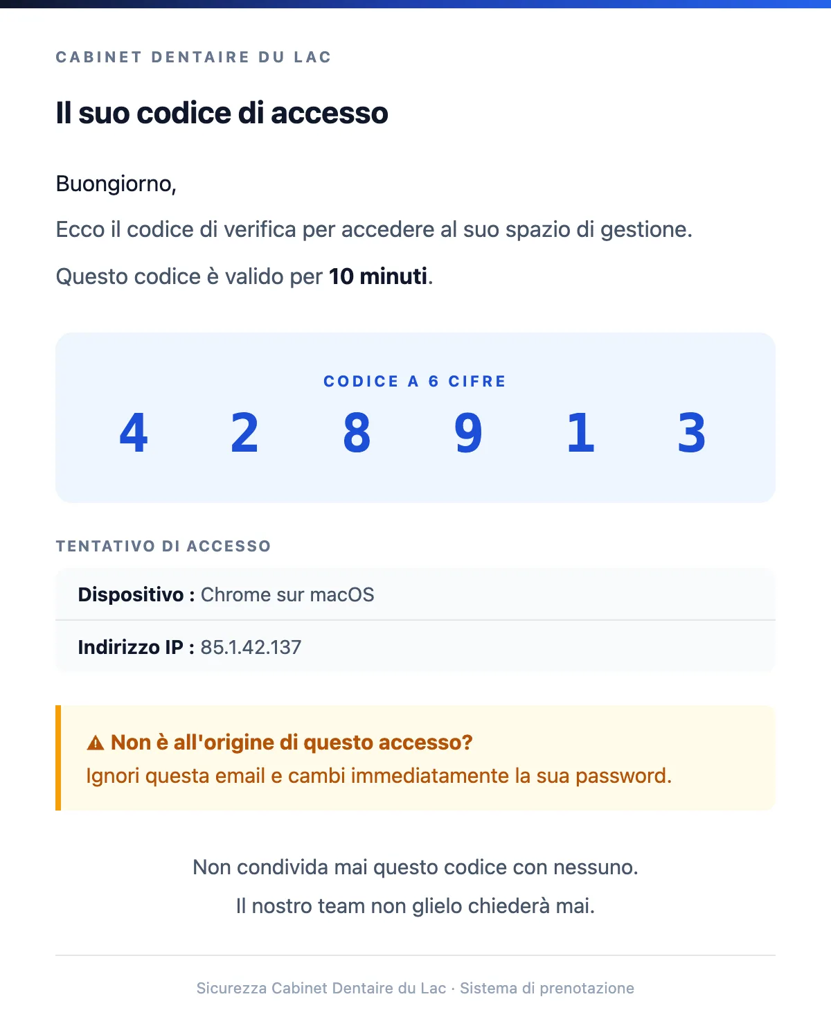 Codice di accesso sicuro