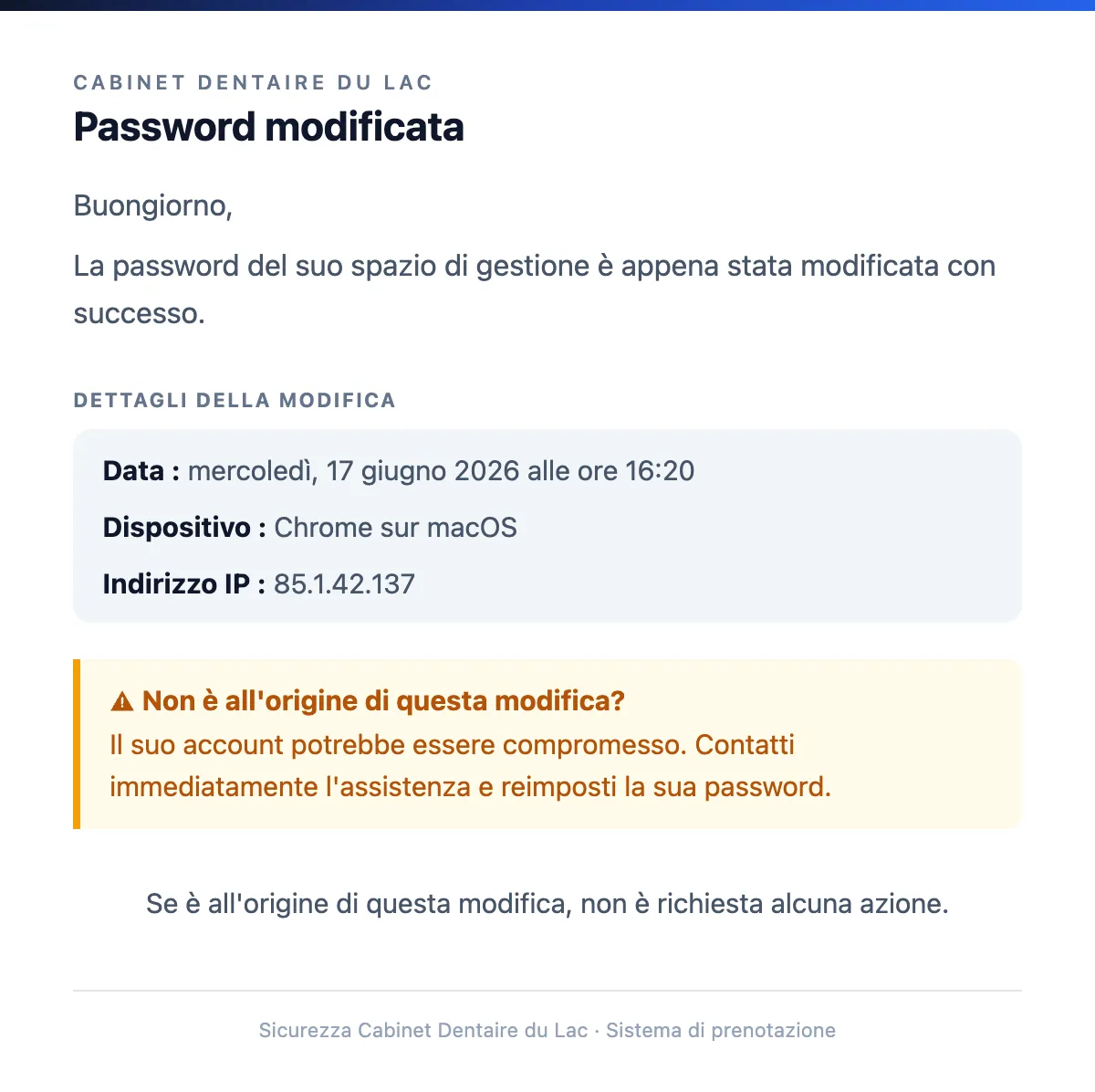 Password modificata