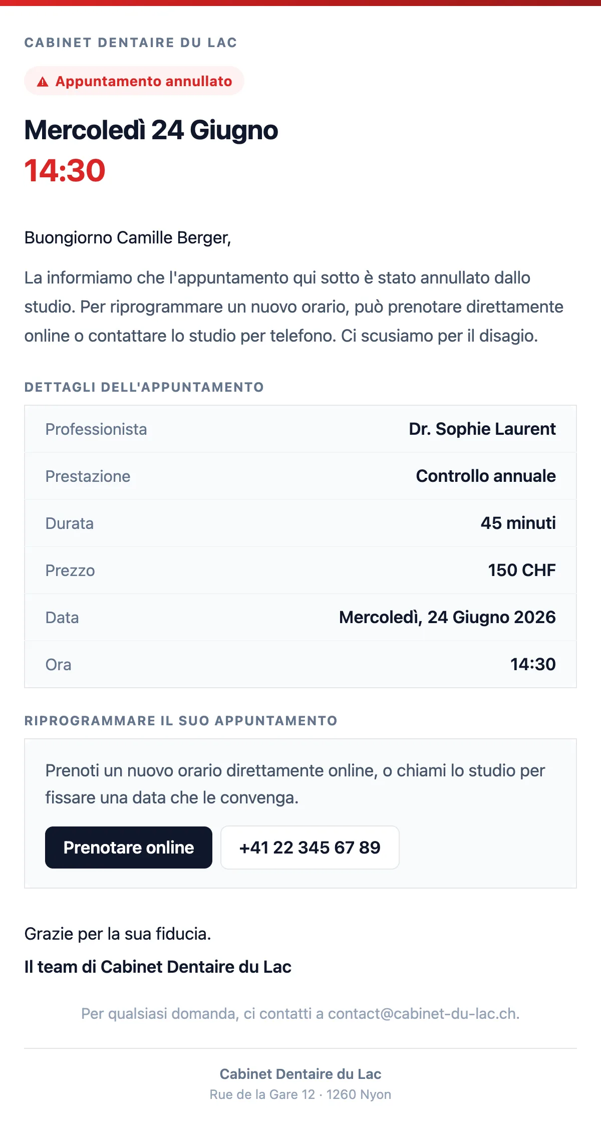 Appuntamento annullato